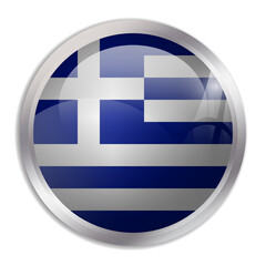 Obraz premium Greece flag - glossy circle button displays a colorful flag representing a country cultural identity and heritage. The essence of national pride and unity.