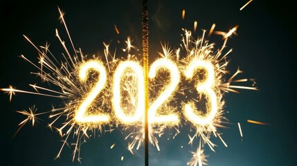 Bring in the New Year in 2025 with sparklers and fireworks, a festive celebration.