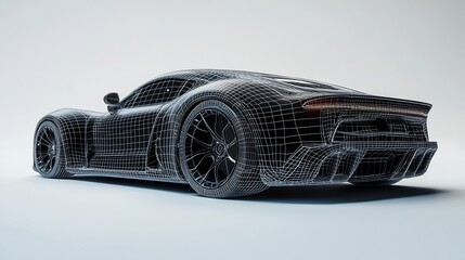 Naklejka premium Wireframe model of a modern sports car.
