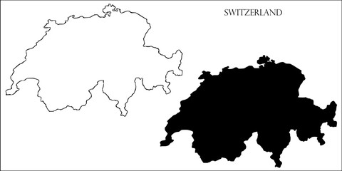 Switzerland Blank Map, Switzerland Map Outline Vector Images
