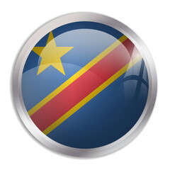 Fototapeta premium Democratic Republic of the Congo flag - glossy circle button displays a colorful flag representing a country cultural identity and heritage. The essence of national pride and unity.