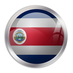 Costa Rica flag - glossy circle button displays a colorful flag representing a country cultural identity and heritage. The essence of national pride and unity.