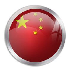 China flag - glossy circle button displays a colorful flag representing a country cultural identity and heritage. The essence of national pride and unity.