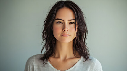 Young asian female with long dark hair and neutral expression