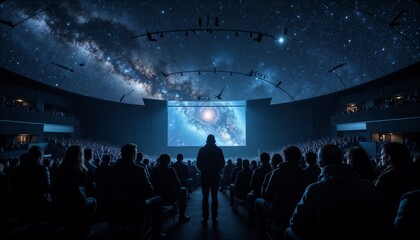 Audience Watching a Cosmic Show in a Planetarium