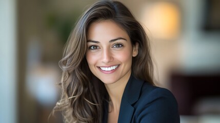 Smiling woman in business attire.