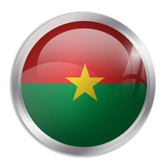 Burkina Faso flag - glossy circle button displays a colorful flag representing a country cultural identity and heritage. The essence of national pride and unity.