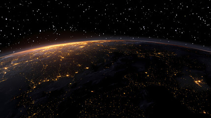 Obraz premium Global network connections visualized over the earth at night. Earthbound. Illustration