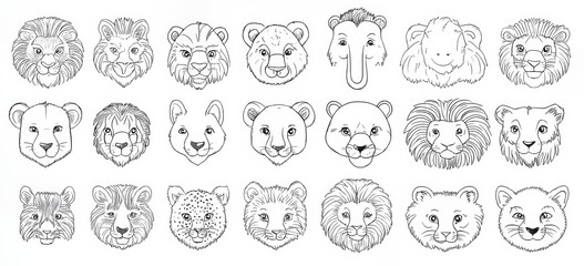 Wild Animals Icons Pack. Thin line creature icons set. Flaticon collection. Simple modern icons