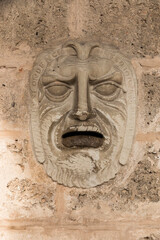 Cuba,Cienfuegos. stone fountain, face. 2016-03-30