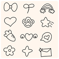 Doodle set of hand-drawn cartoony expression sign doodle