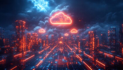 Fototapeta premium Cost Efficiency in Cloud Computing Resource Optimization Pay-Per-Use Pricing Financial Management