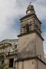 Cuba, Havana. Convento Belen, Christian Church Bell tower and clock tower. 2016-03-25