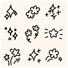 Fototapeta premium Various star and sparkle doodle hand drawn for element