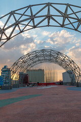 Cuba, Havana. Monte de las Banderas Plaza near the American Embassy and the Malecon. 2016-03-26