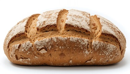 Golden Crusty Loaf of Bread Isolated on White Background: A Delicious and Rustic Bakery Treat, Perfect for Breakfast or a Hearty Meal