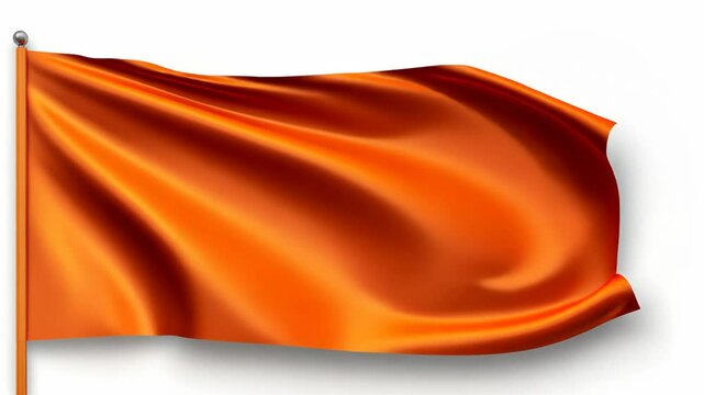 Bright orange flag waving gently in the breeze against a plain background