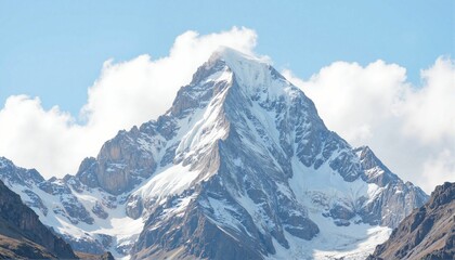 Obraz premium Majestic alpine mountain peak under clouds, national park beauty