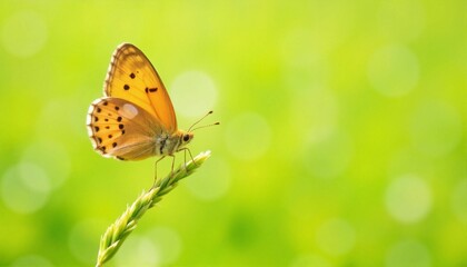 Obraz premium Butterfly resting on grass in open meadow, nature's beauty