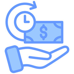 Late Fee Icon Line Blue Style