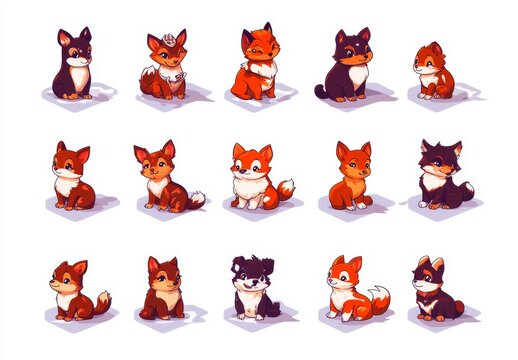 Kawaii animal alphabet. Cartoon animals English alphabet poster. Baby style cute fun characters - adorable wild animals, letters and words. Abc learning print for kids. Children modern illustration