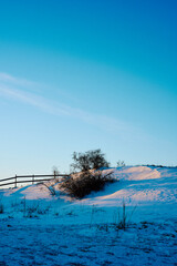 Fototapeta premium Landscape of rural Toten, Norway, in January 2025.