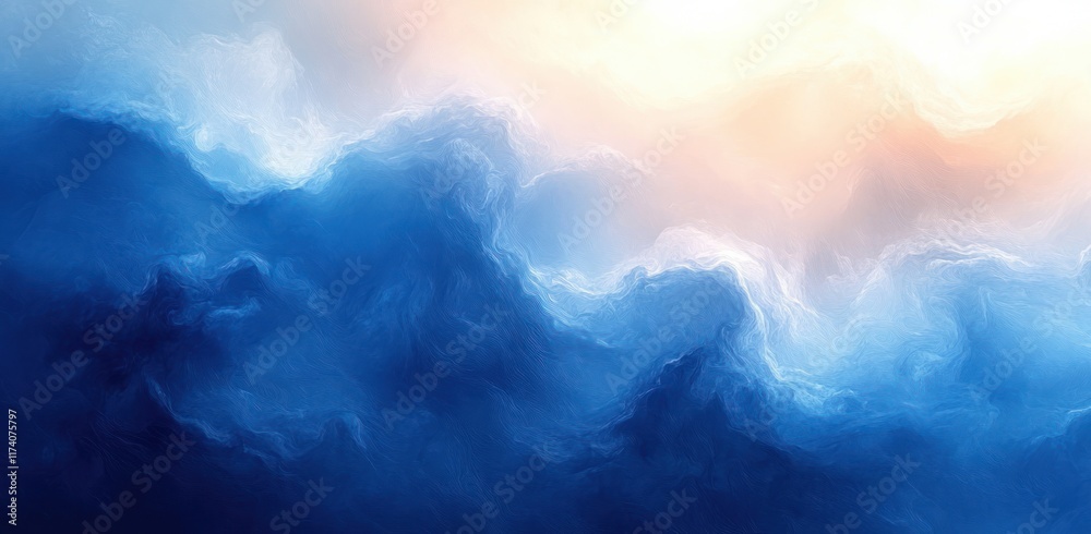 Aufkleber light blue abstract gradient background soft pastel colors watercolor texture design