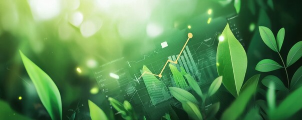Eco-friendly digital growth dashboard analysis business environment graphic visualization nature-inspired setting innovative growth concept
