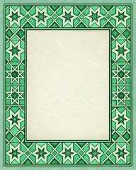 Obraz premium Geometric Border Pattern with Paper Texture and Forest Canopy Palette