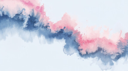 Abstract Watercolor Clouds in Soft Pink and Blue