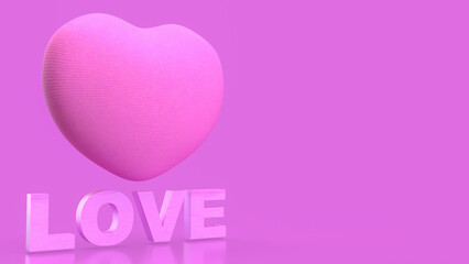 The Hearth and love text for valentine or wedding concept 3d rendering..