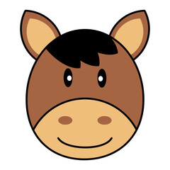 Brown Horse Cartoon Farm Animal Illustration