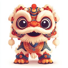 Fototapeta premium Colorful and Playful Lion Dance Character for Festive Celebrations