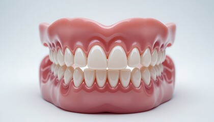 Obraz premium Perfect White Teeth: 3D Model of Human Jaws with Healthy Gums for Dentistry, Oral Care, and Medical Illustrations