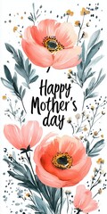 Floral patterns surround text "Happy Mother's Day", creating an elegant greeting card ideal for celebrating mothers. The vibrant design captures the essence of love and appreciation.