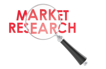 Fototapeta premium Market Research concept with magnifying glass. 3D rendering isolated on the transparent background