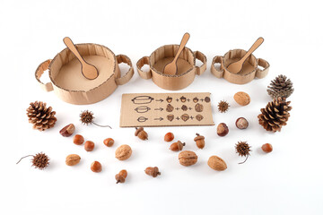 set of natural pine cones for DIY crafts, practice for kids, preschool math activity, DIY project recycled or natural material