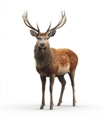 Obraz premium Remastered version of a red deer stag featuring a white background