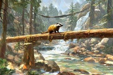 The badger, a native of Europe and Western Asia, blends into its snowy habitat