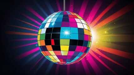Obraz premium A wallpaper featuring a glowing disco ball with colorful reflections.