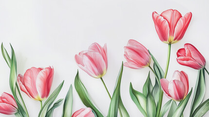 Obraz premium tulip, graphic design, rose, holiday, postcard, Elegant wedding invitation card background vector. Minimal hand painted watercolor botanical flowers texture template background. Design for wedding, vi