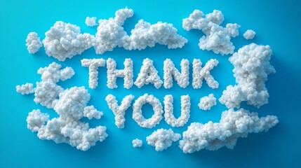 Thank You Message Formed By Realistic Clouds in Blue Sky, Gratitude Concept Illustration