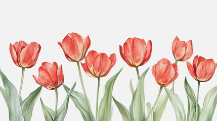 Obraz premium tulip, graphic design, rose, holiday, postcard, Elegant wedding invitation card background vector. Minimal hand painted watercolor botanical flowers texture template background. Design for wedding, vi