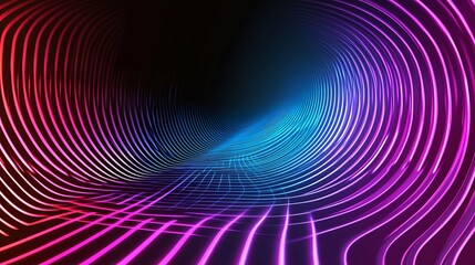 Fototapeta premium Abstract Neon Light Tunnel Digital Art