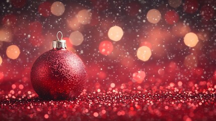 Obraz premium Red Christmas Ornament on Glittering Background