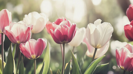 Fototapeta premium tulip, graphic design, rose, holiday, postcard, Elegant wedding invitation card background vector. Minimal hand painted watercolor botanical flowers texture template background. Design for wedding, vi