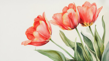 Obraz premium tulip, graphic design, rose, holiday, postcard, Elegant wedding invitation card background vector. Minimal hand painted watercolor botanical flowers texture template background. Design for wedding, vi