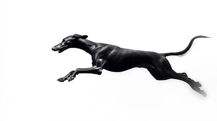 Detailed black illustration of a greyhound running on a white background representing speed and elegance