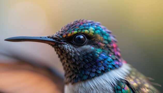 Close-up of a Vibrant Hummingbird - 4K Macro Photography of Iridescent Feathers and Detail - Nature Wildlife