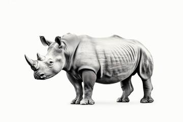 Fototapeta premium PNG file featuring an isolated white rhinoceros on a transparent background
